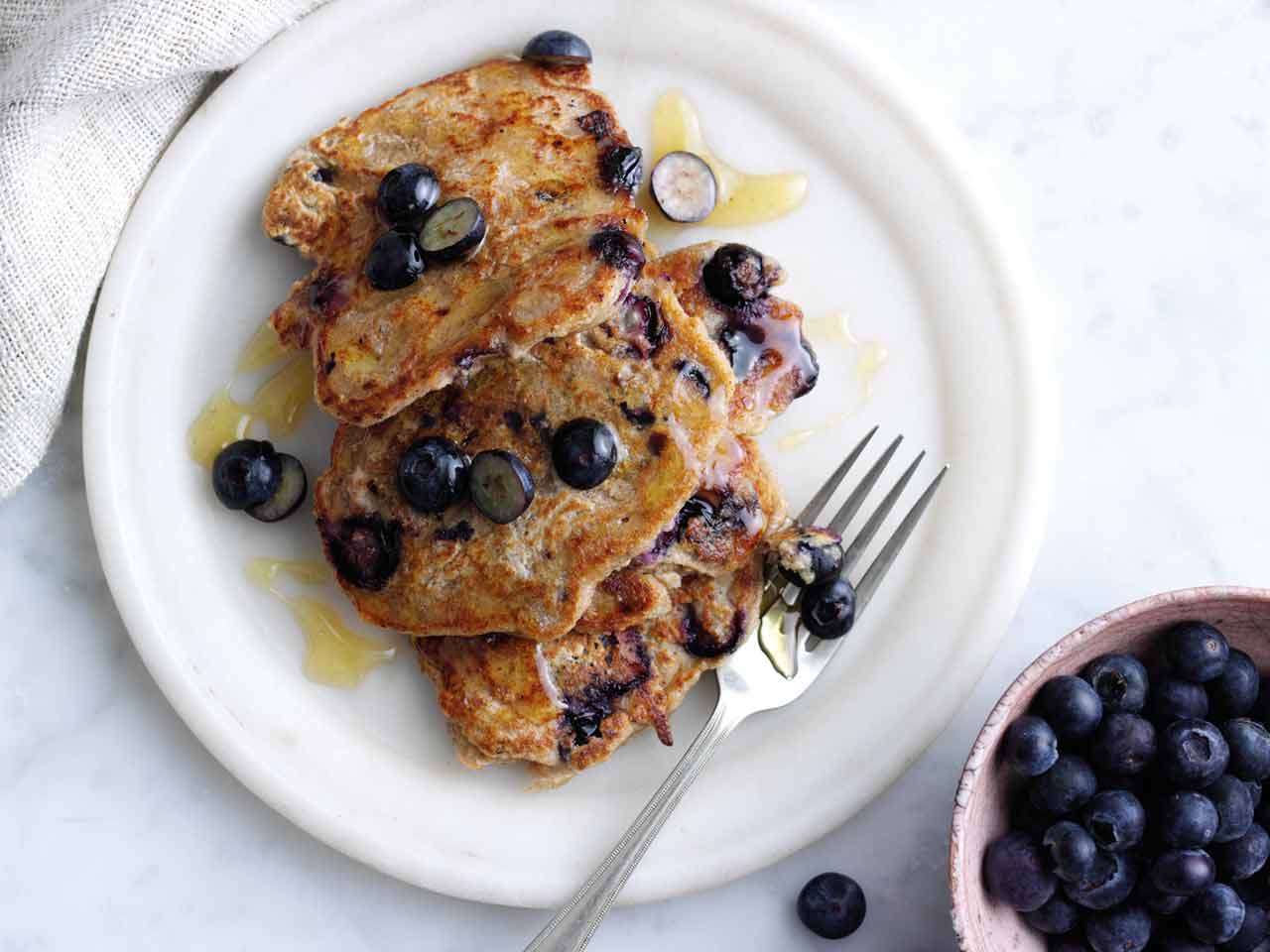 Vegan pancakes with oats and blueberries