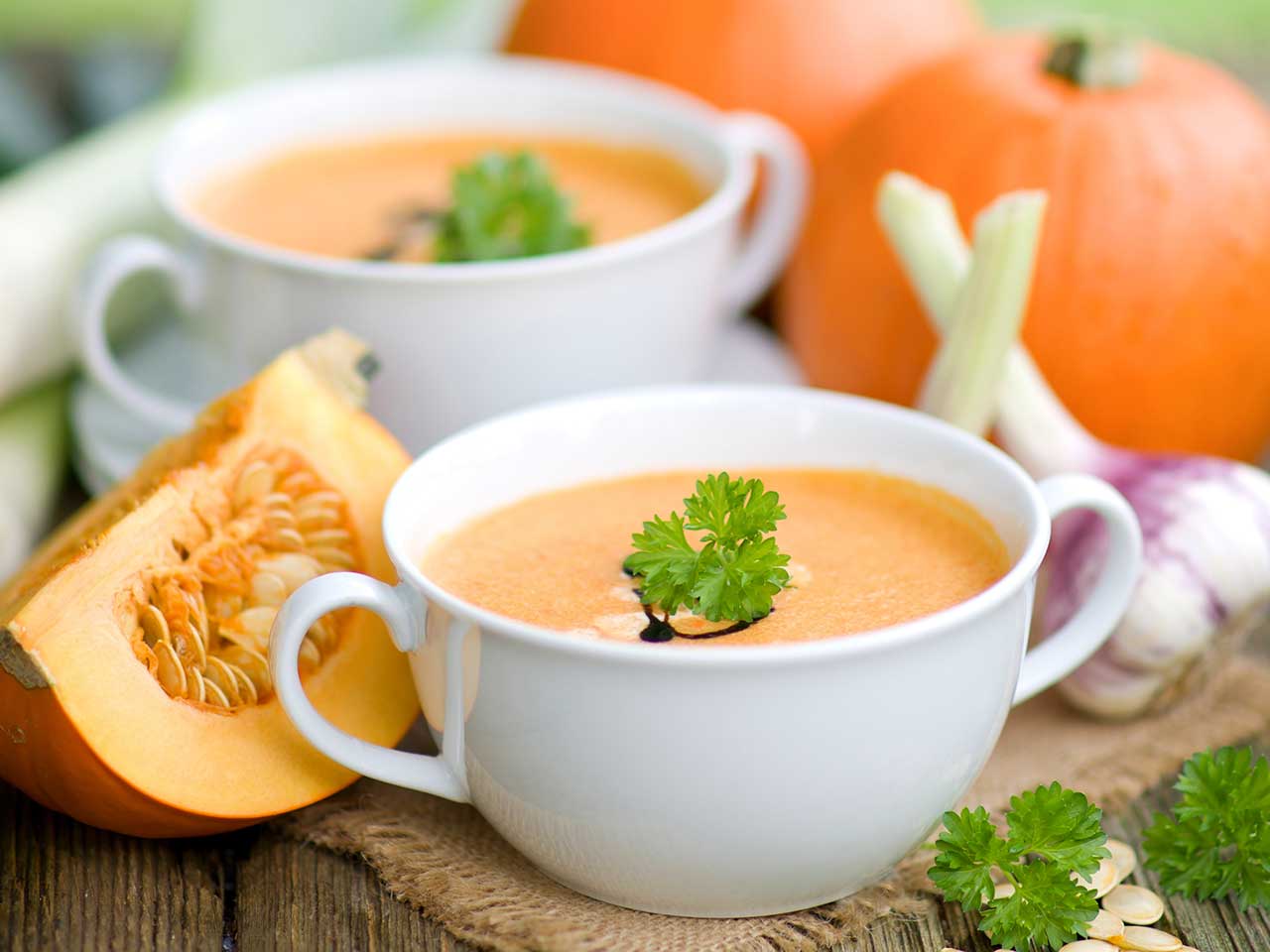 Pumpkin and red pepper soup