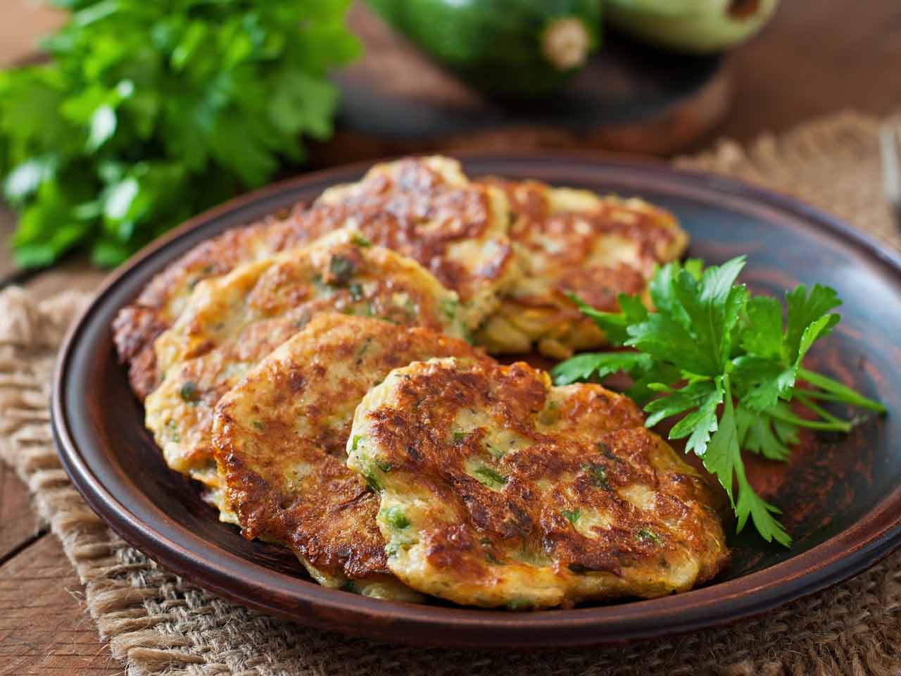 Courgette and feta fritters
