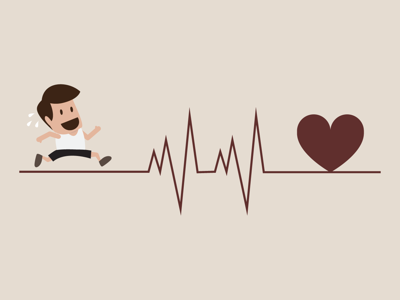 Illustration of man jogging against heart symbol and graph