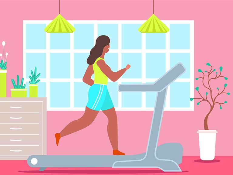 Illustration of woman on treadmill