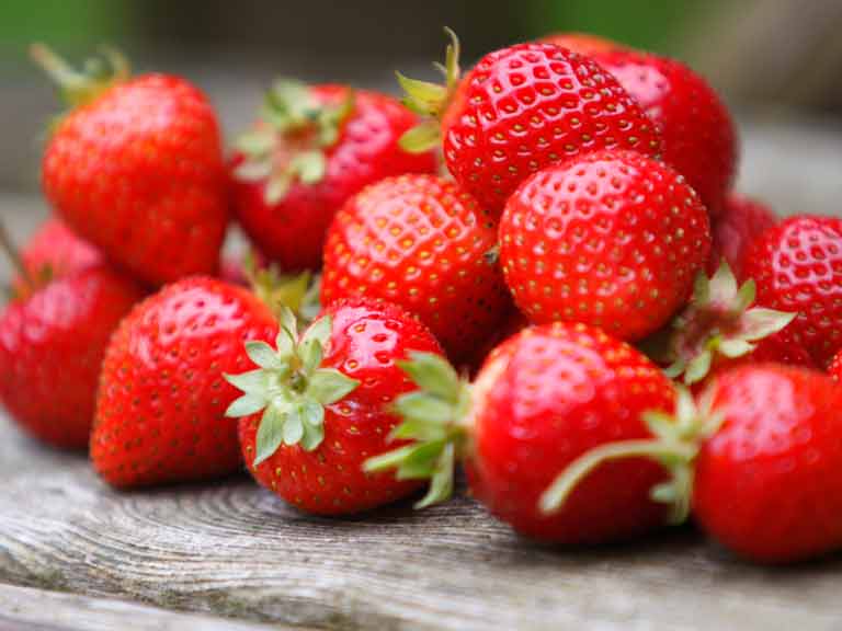Strawberries are packed with collagen-protecting antioxidants. 