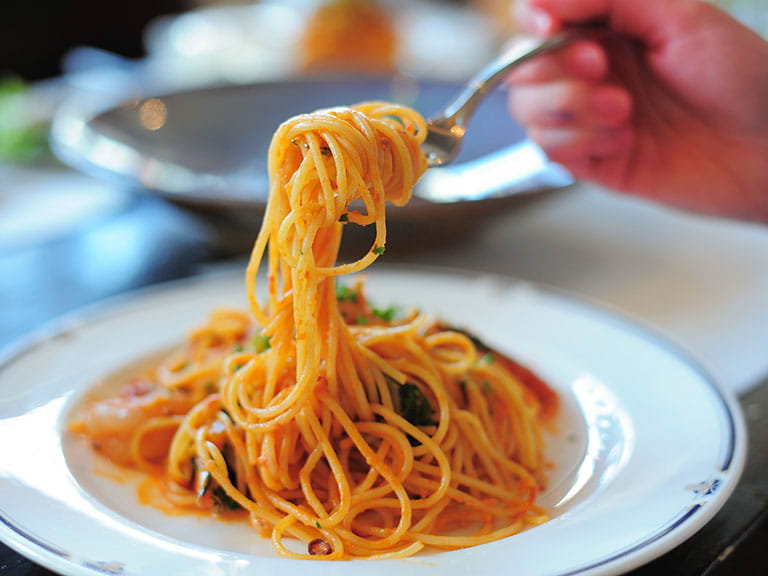 Spaghetti with a tomato sauce