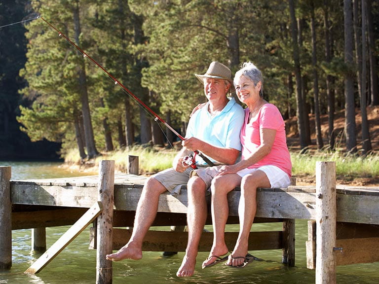 Senior couple fishing