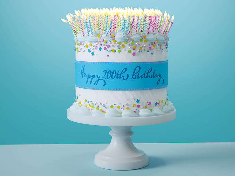 Birthday cake celebrating 200th birthday