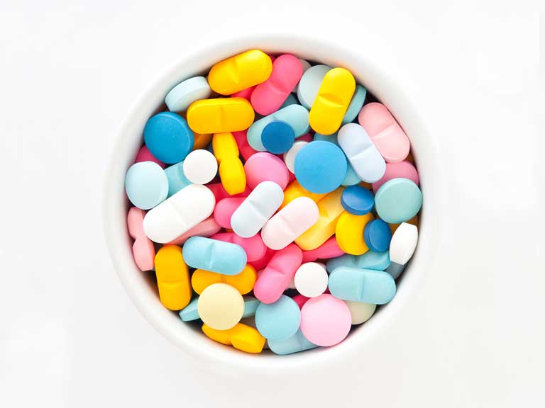 A bowl of supplements