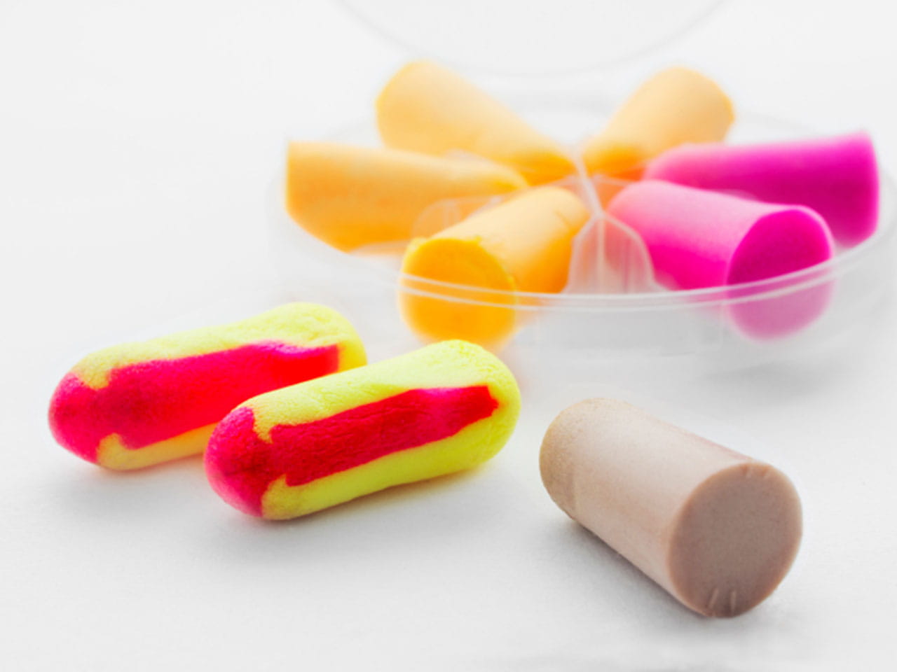 Brightly coloured ear plugs