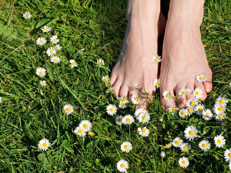 Bare feet in daisies