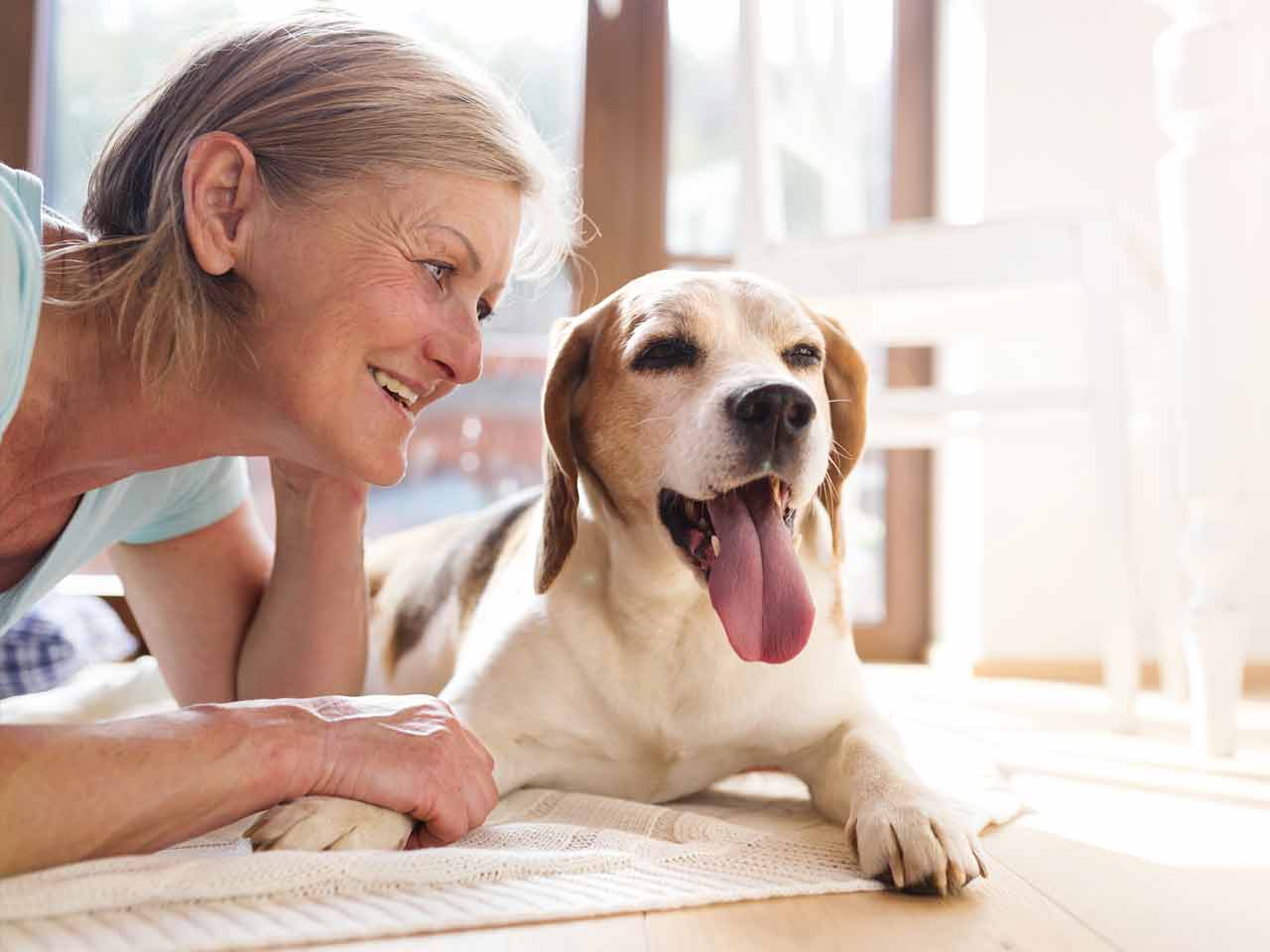 Woman with beagle