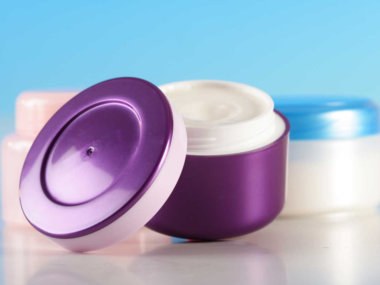 Sample pots of lotions and creams