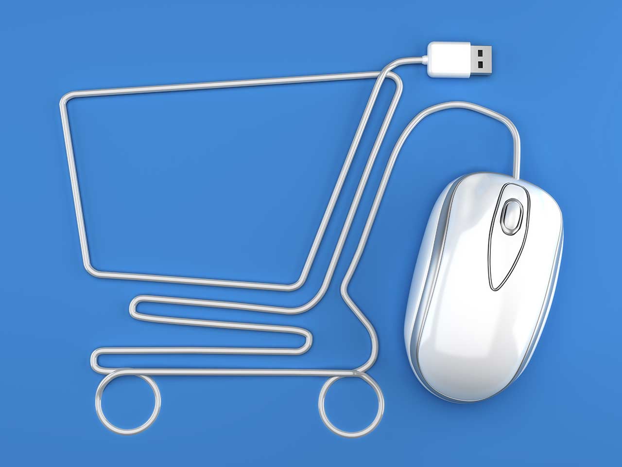 Shopping trolley image made from computer mouse