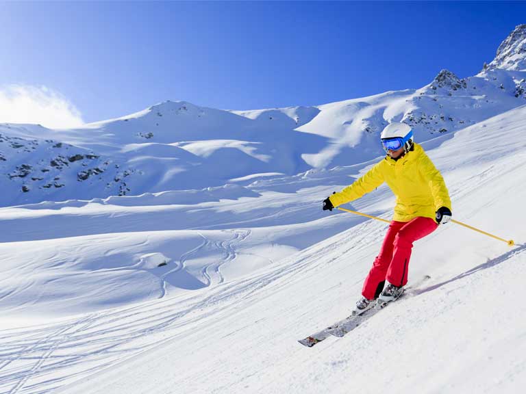 woman skiing on the slopes
