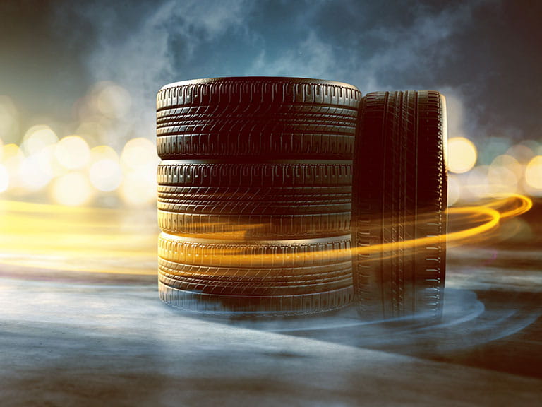 A pile of car tyres to represent being able to decipher the code on them