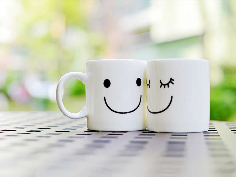 Matching mugs representing love