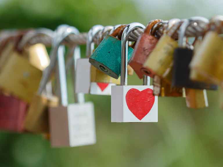 Padlock with heart on