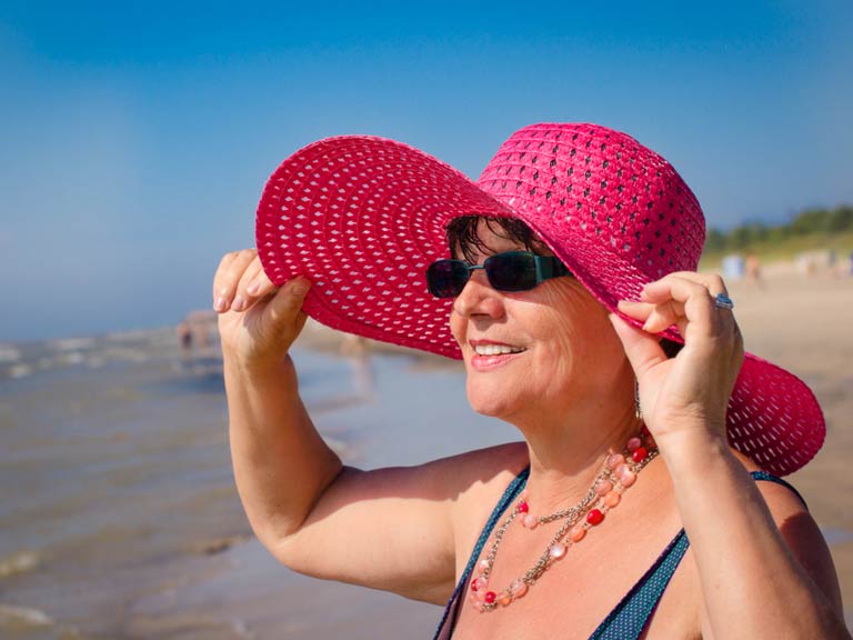 Woman on holiday alone