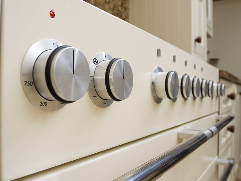 Close up of range cooker controls