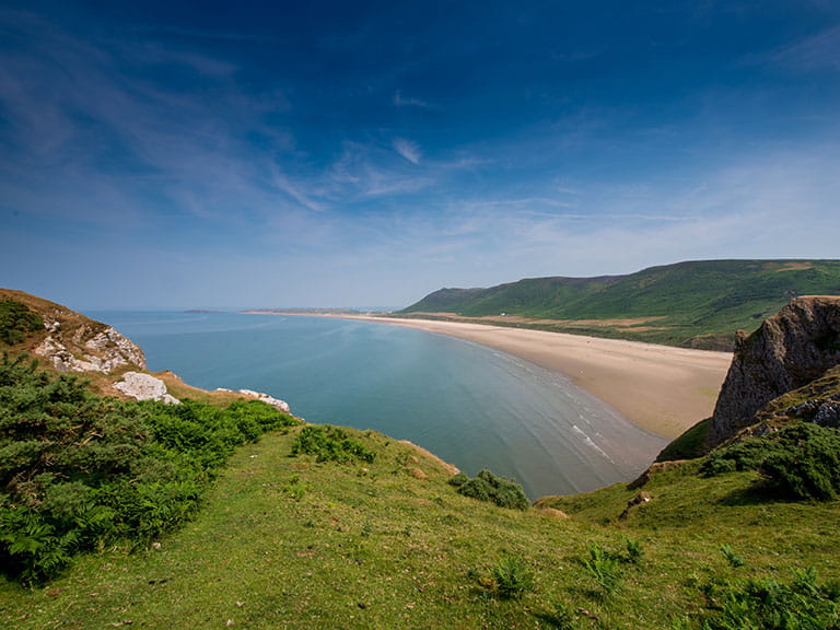 A view of Rhossili Bay near Swansea