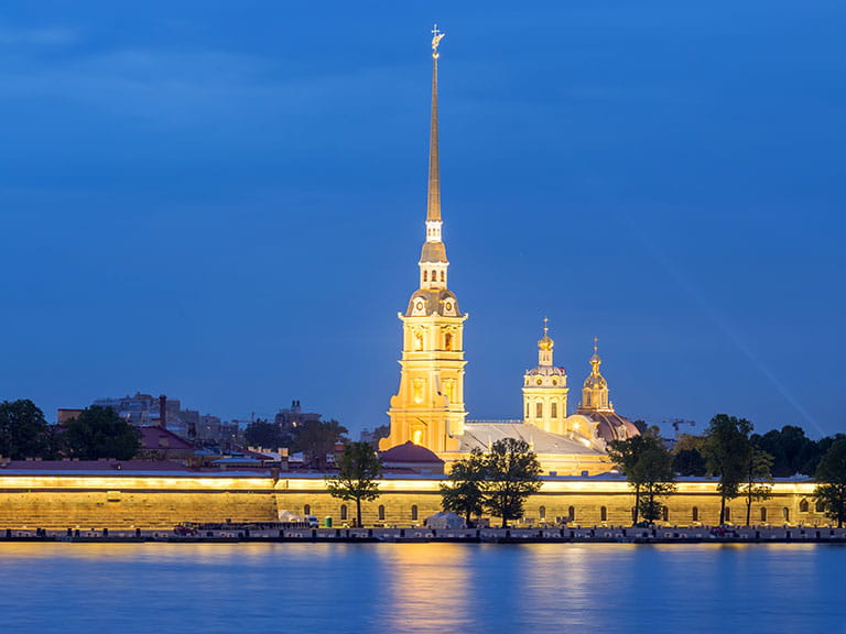 The golden spire of the Peter and Paul Cathedral in St Petersburg
