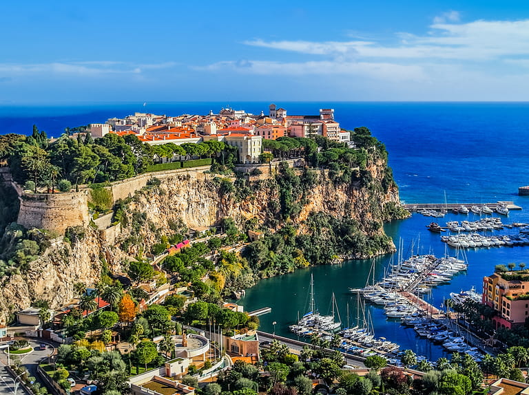 The rock the city of principaute of monaco and monte carlo in the south of France