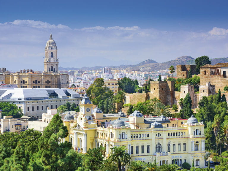 The skyline of Malaga, Spain