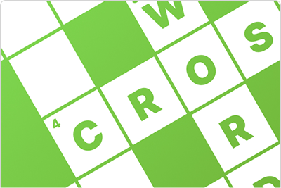 Crossword blocks in green with the words crossword filled in