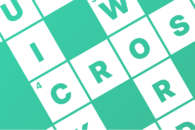 Crossword blocks in green with the words crossword filled in