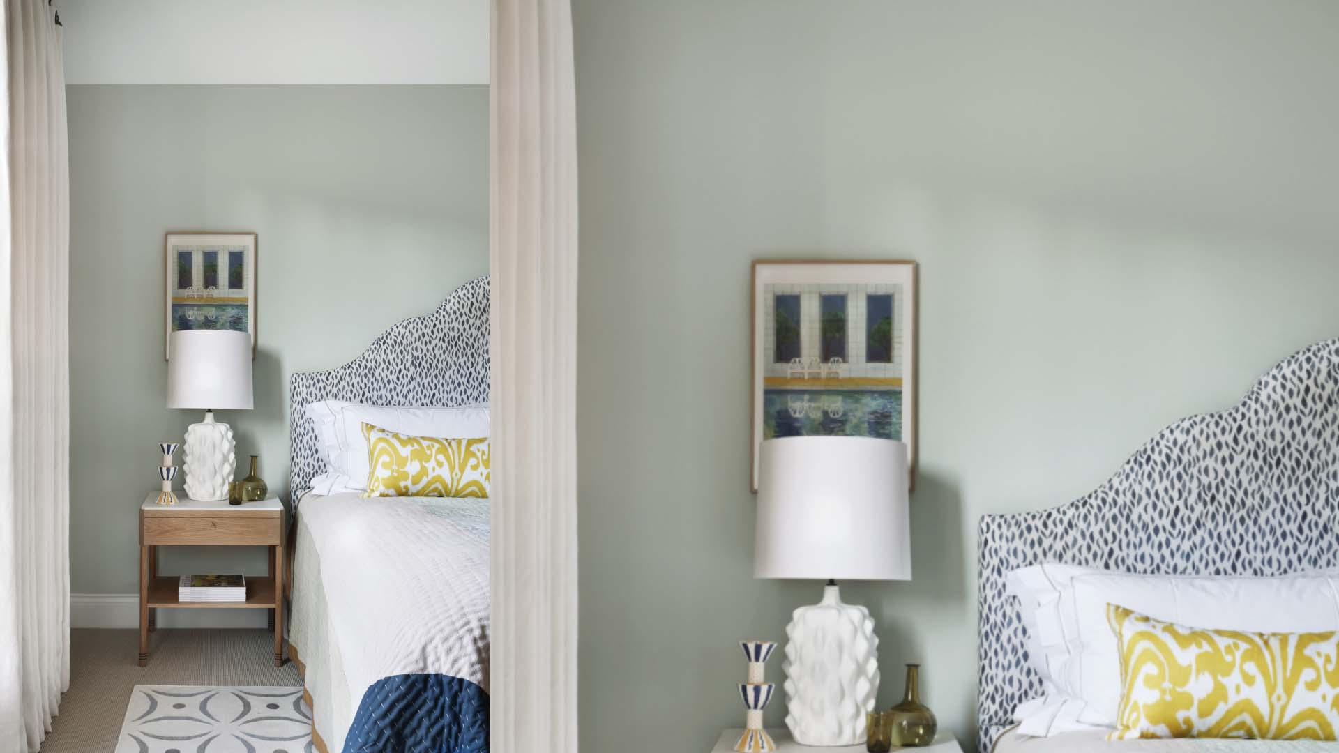 Studio Peake bedroom with Edward Bulmer Natural Paint – Celadon