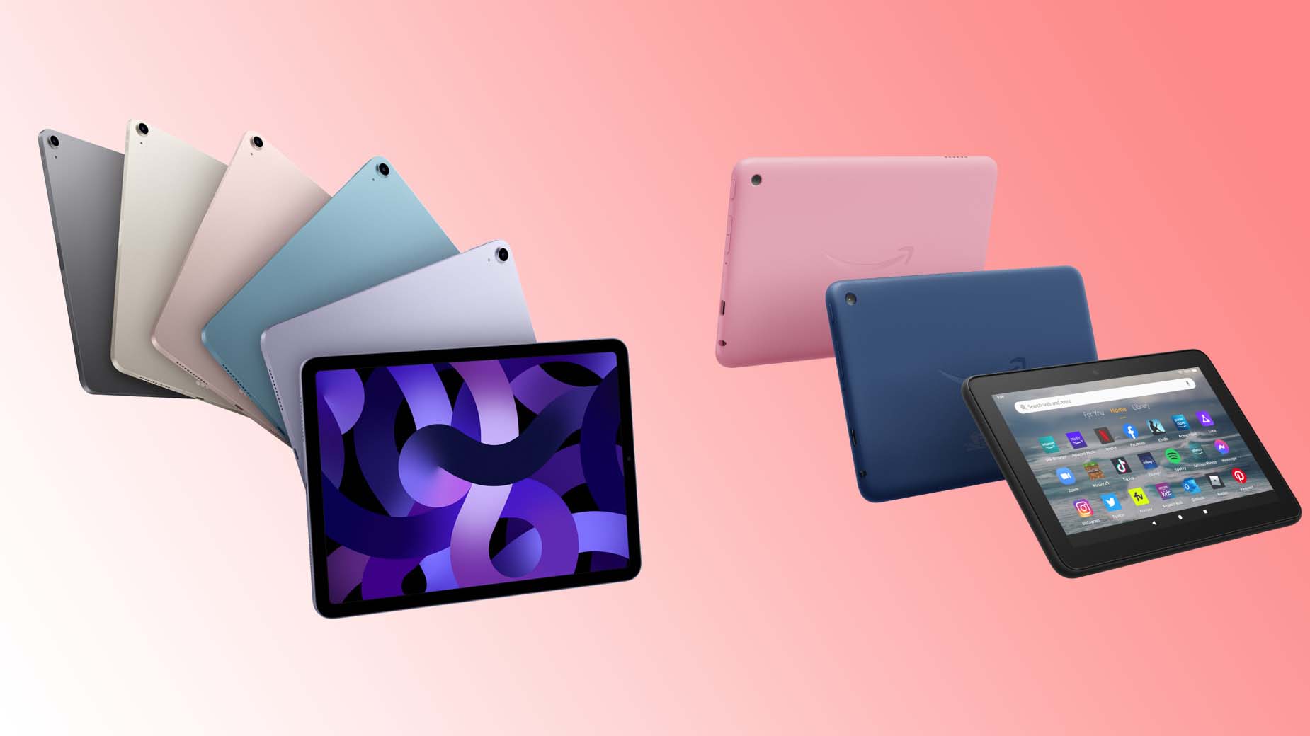 a graphic of ipads and Amazon fire tablets