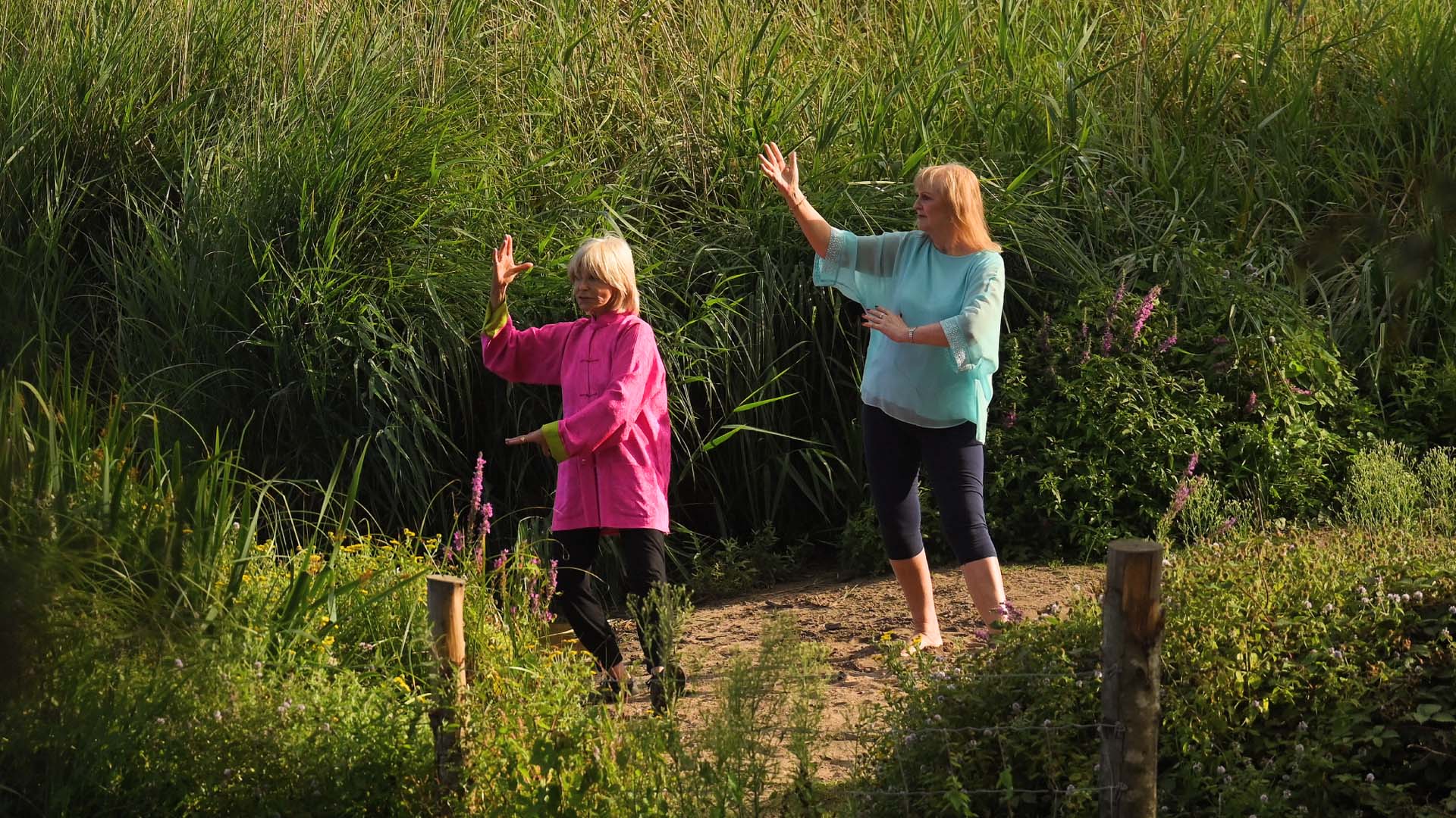 Women practising tai chi