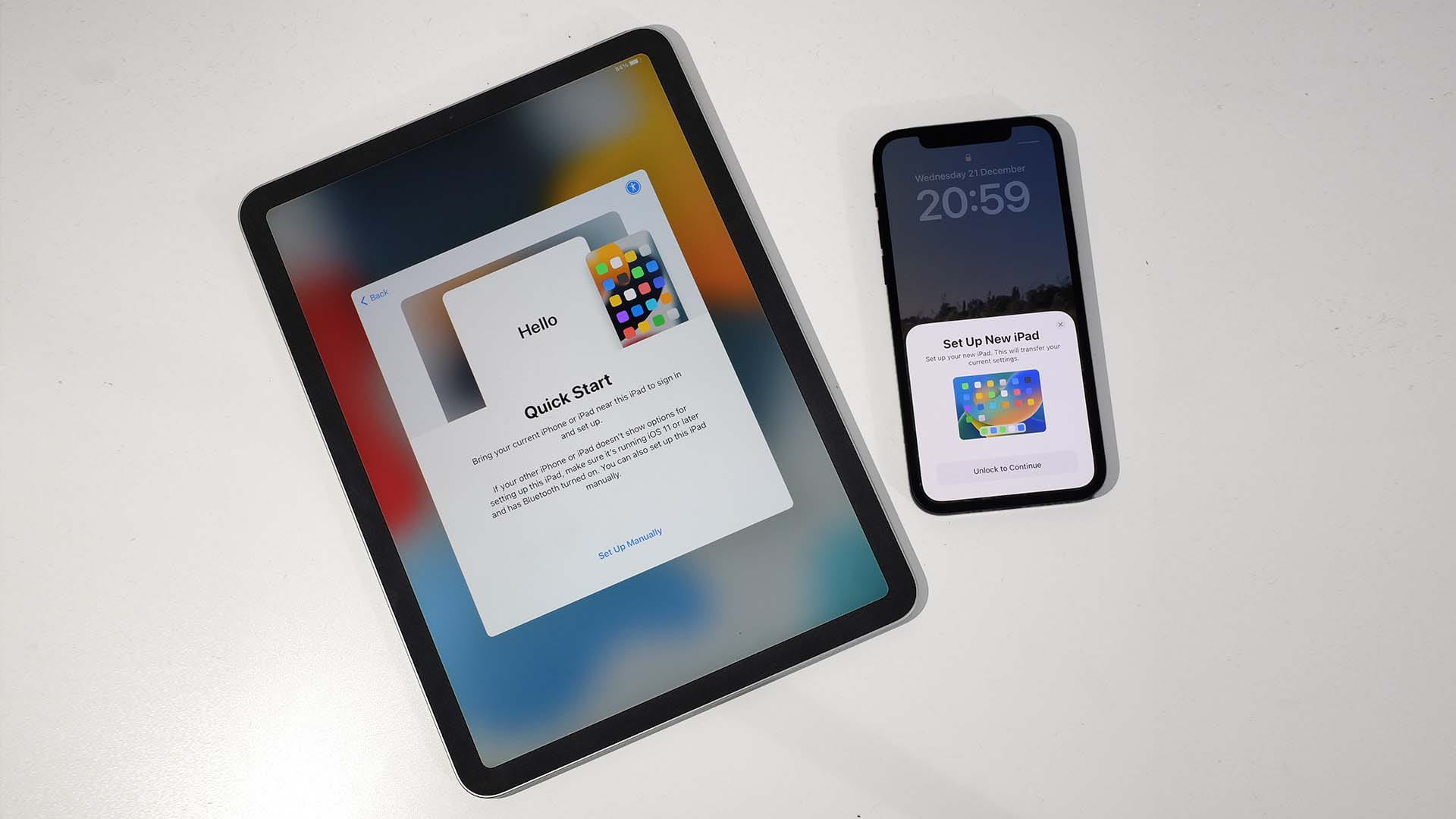 An iPad with the screen showing the Quick Start page