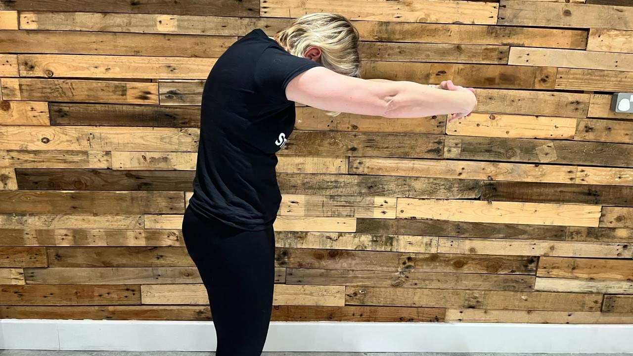 Shoulder-stretch helps to stretch out tight shoulder muscles