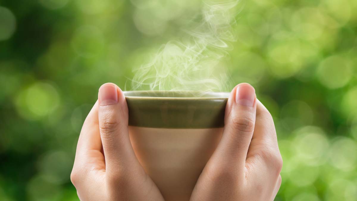 Cup of tea with steam 