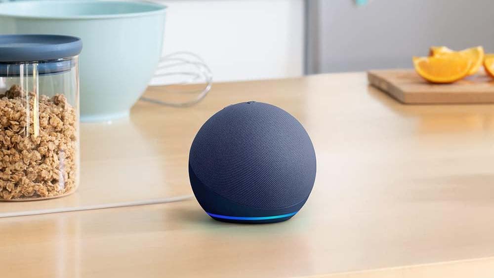 Amazon Echo Dot on a work surface