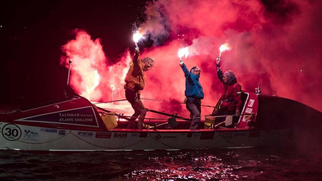 Arriving at the finish line after battling through the storm