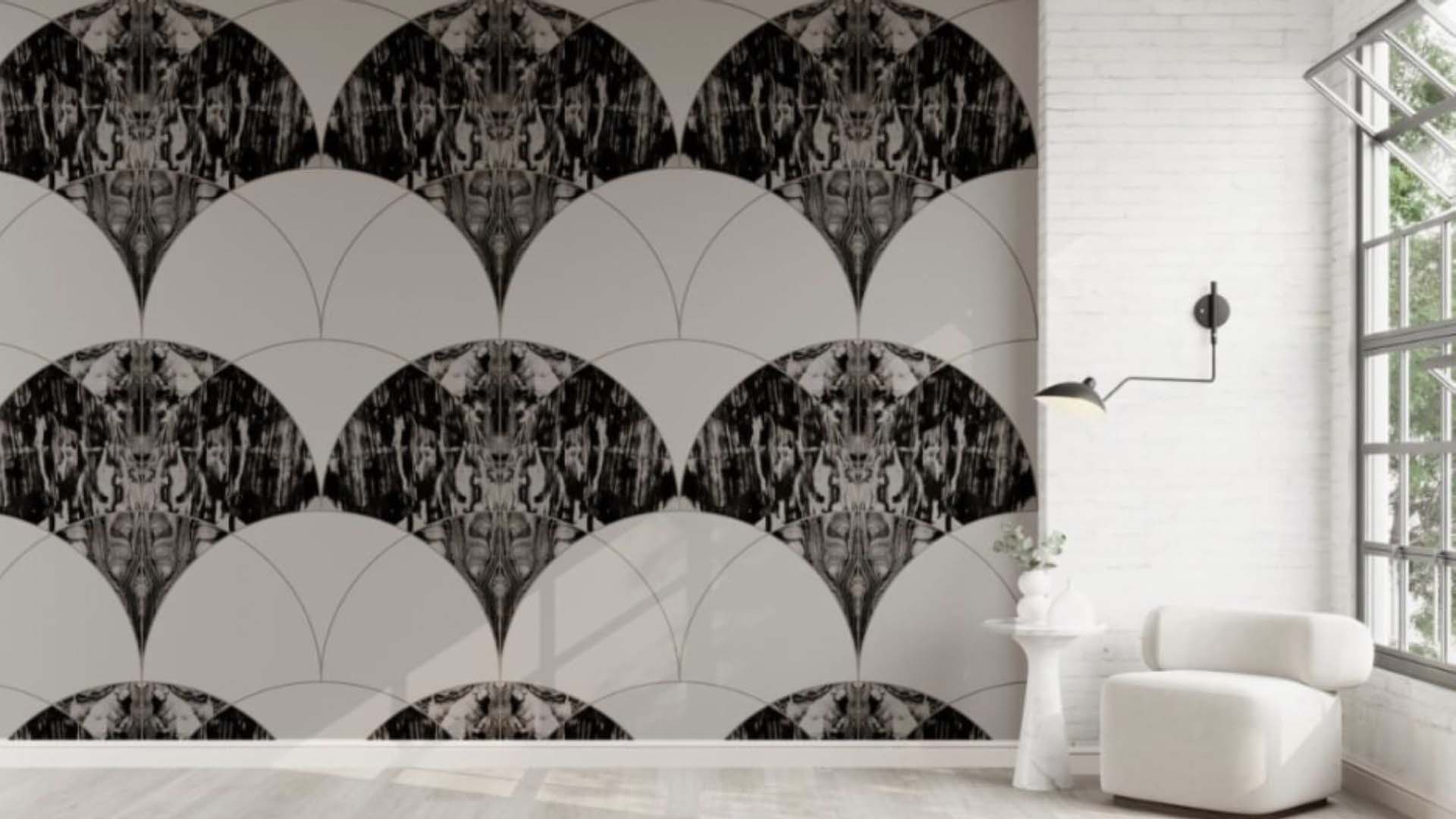 Large room with panels on the wall