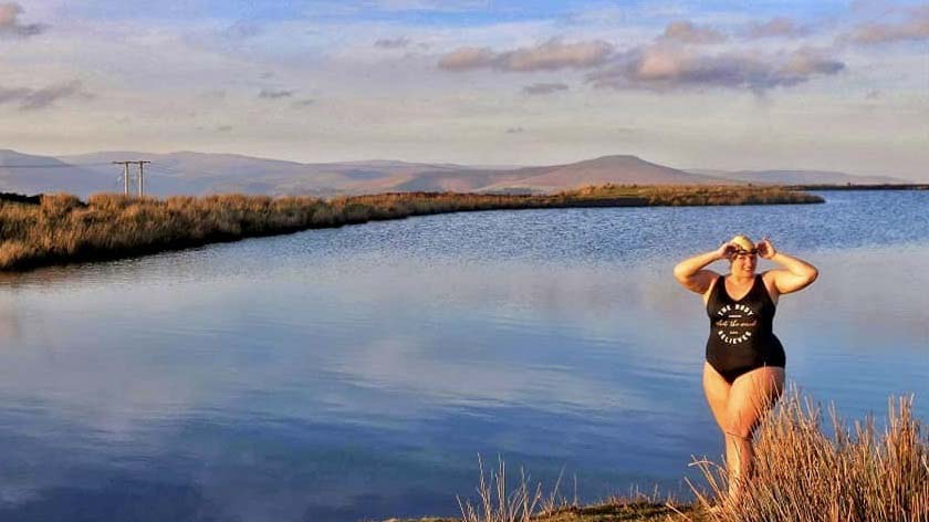 Pendleton swims in mountain lakes throughout the year.