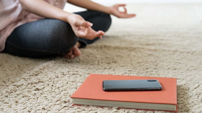 Meditating with smartphone switched off