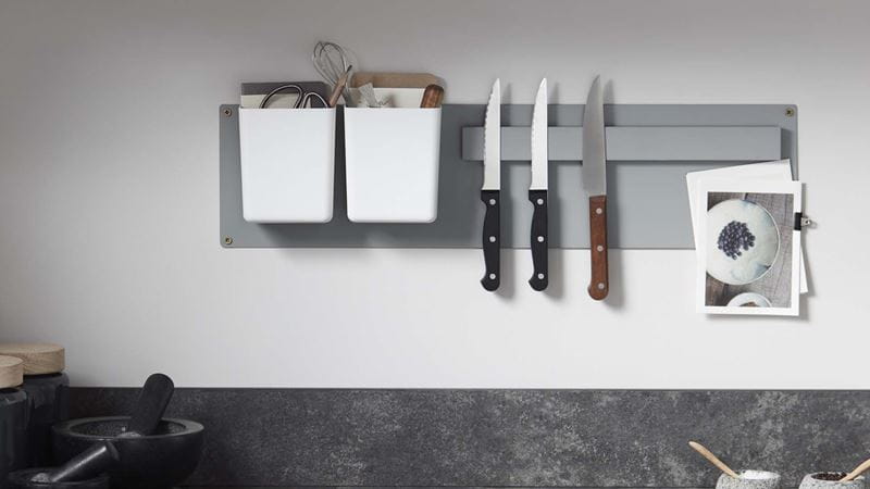 Make better use of your walls to keep countertop clutter at bay.