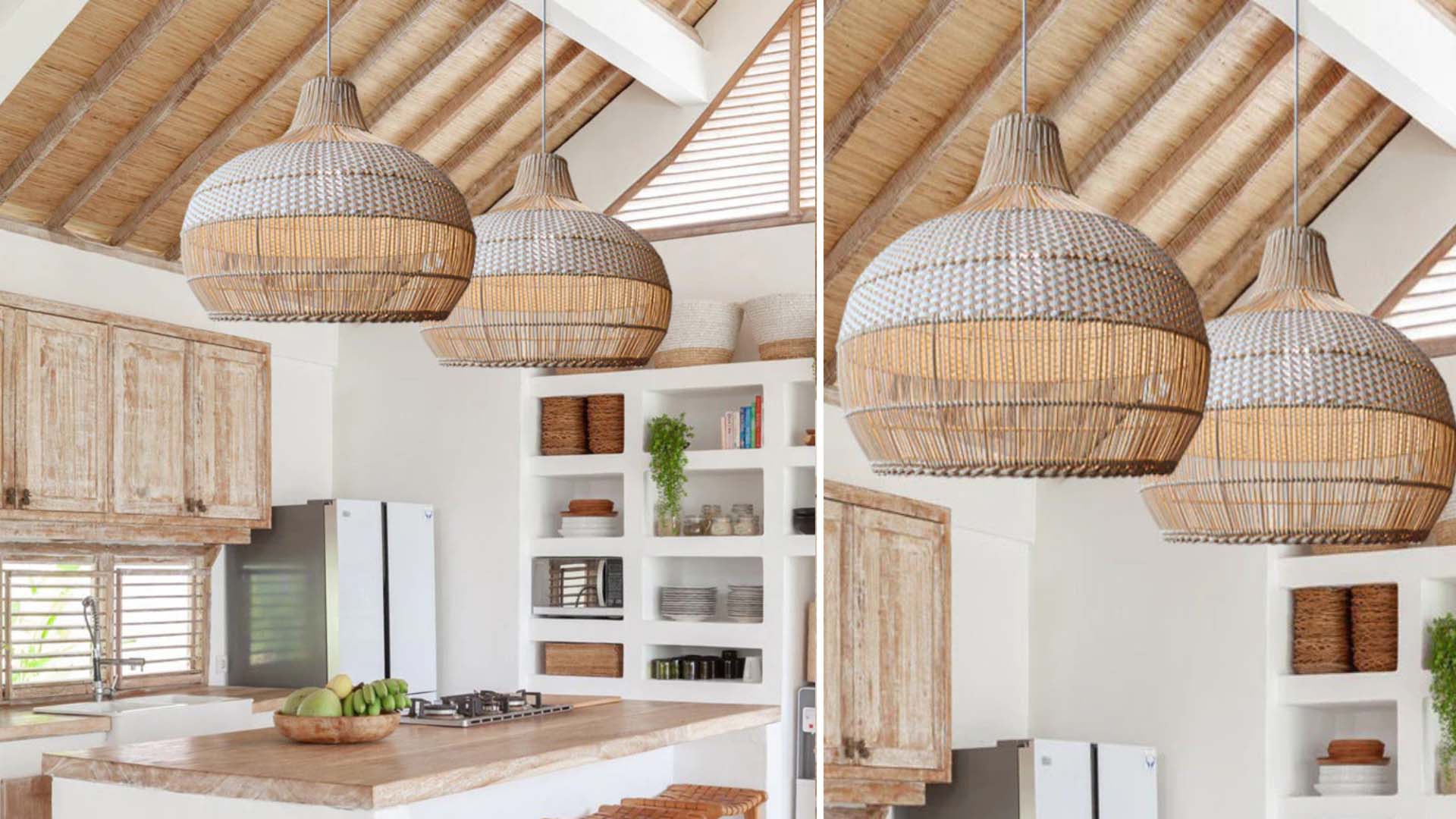 Rattan lanterns in the conservatory