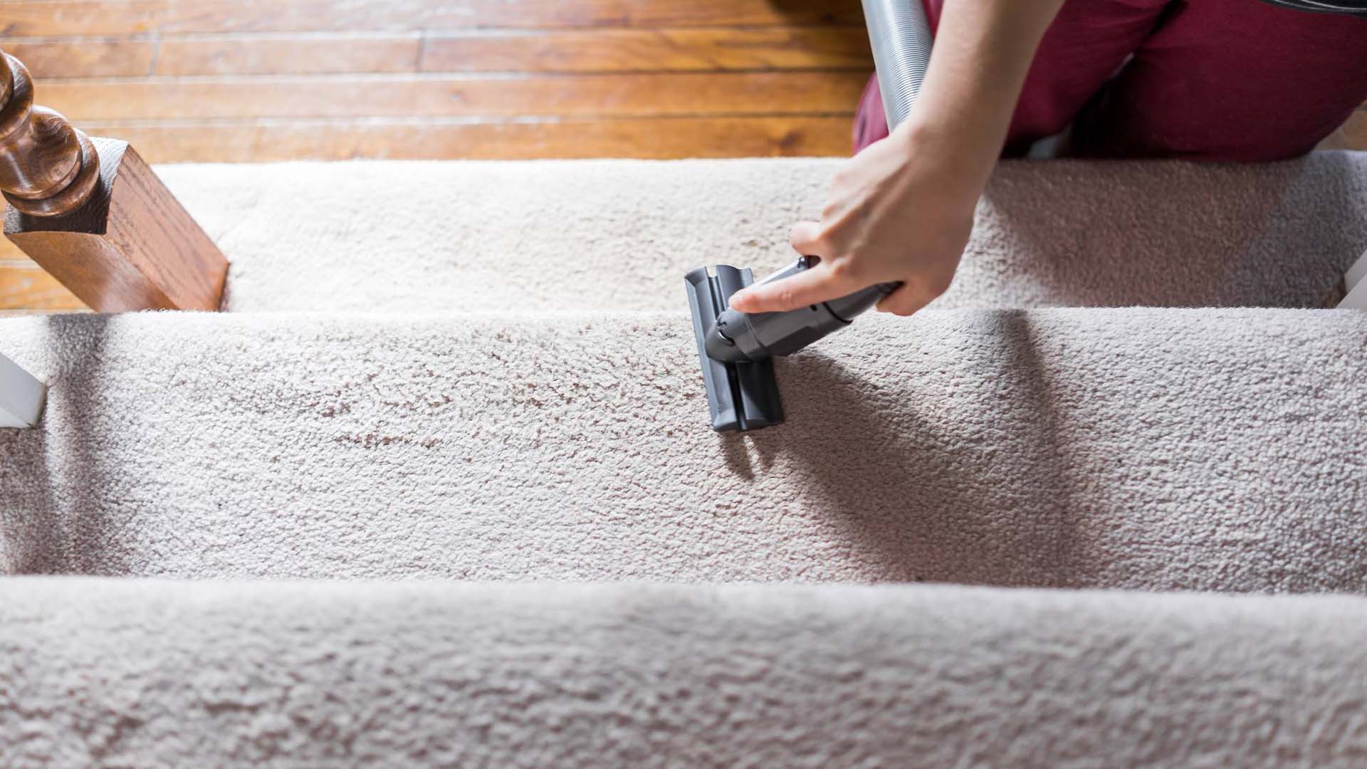 vacuuming the stairs