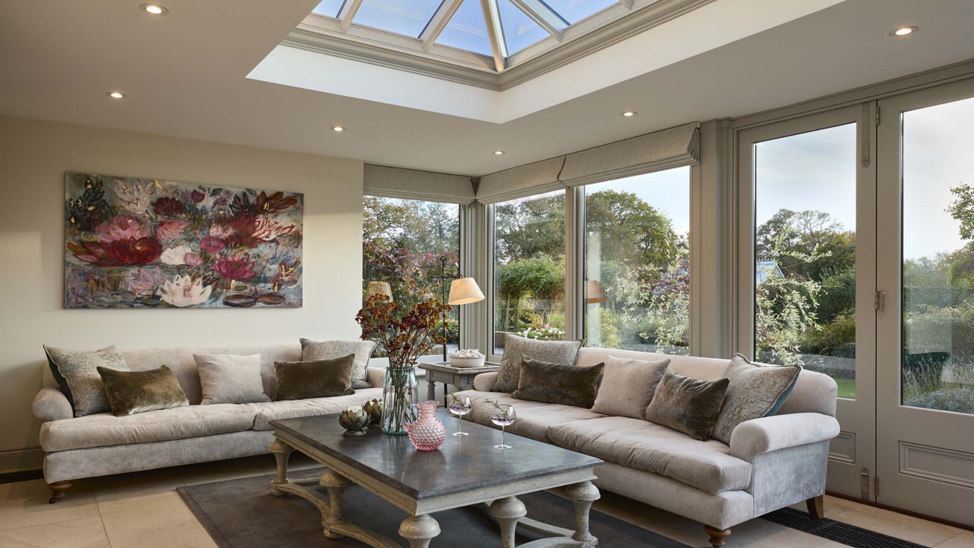 spotlights in the conservatory