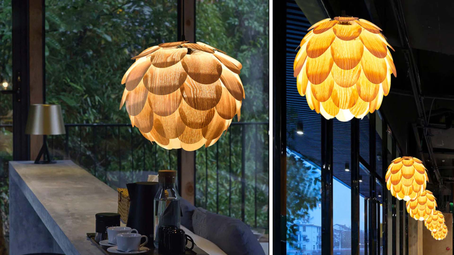 Funky lights on repeat hanging from the conservatory ceiling