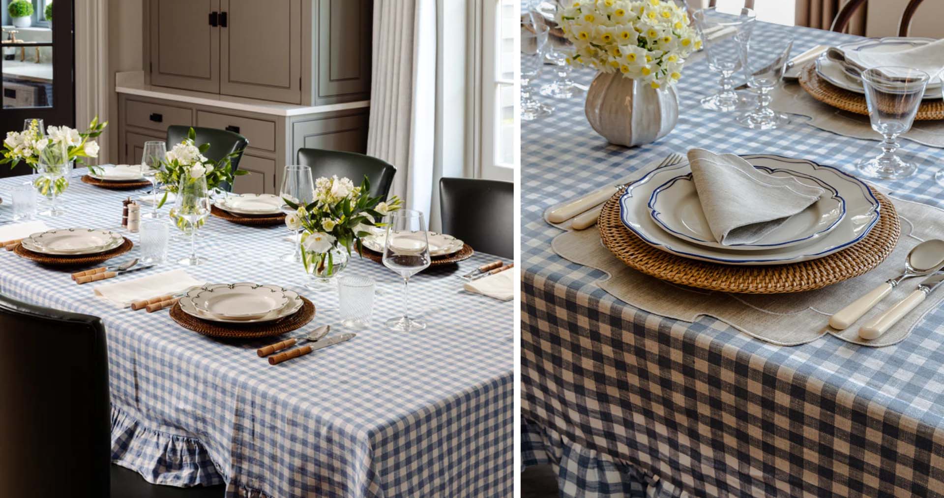 Dining table set up for meal