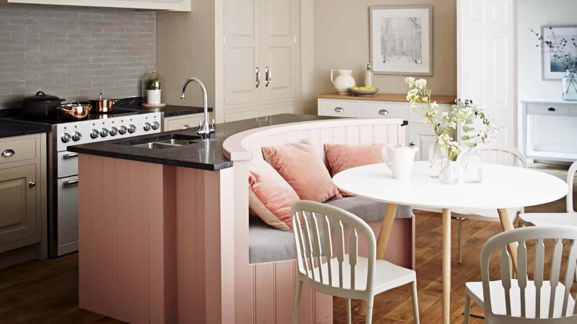 A lush cream and pink kitchen by John Lewis of Hungerford