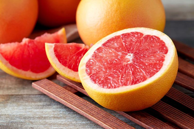 A cut up grapefruit