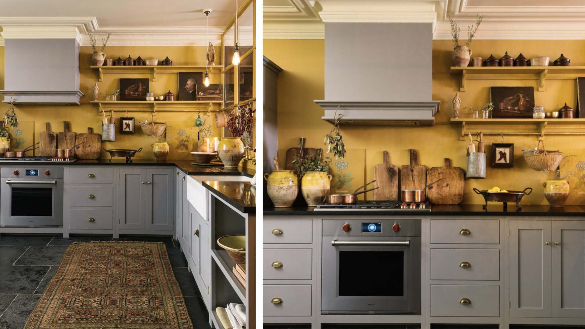 deVOL Real Shaker kitchen in yellow and grey