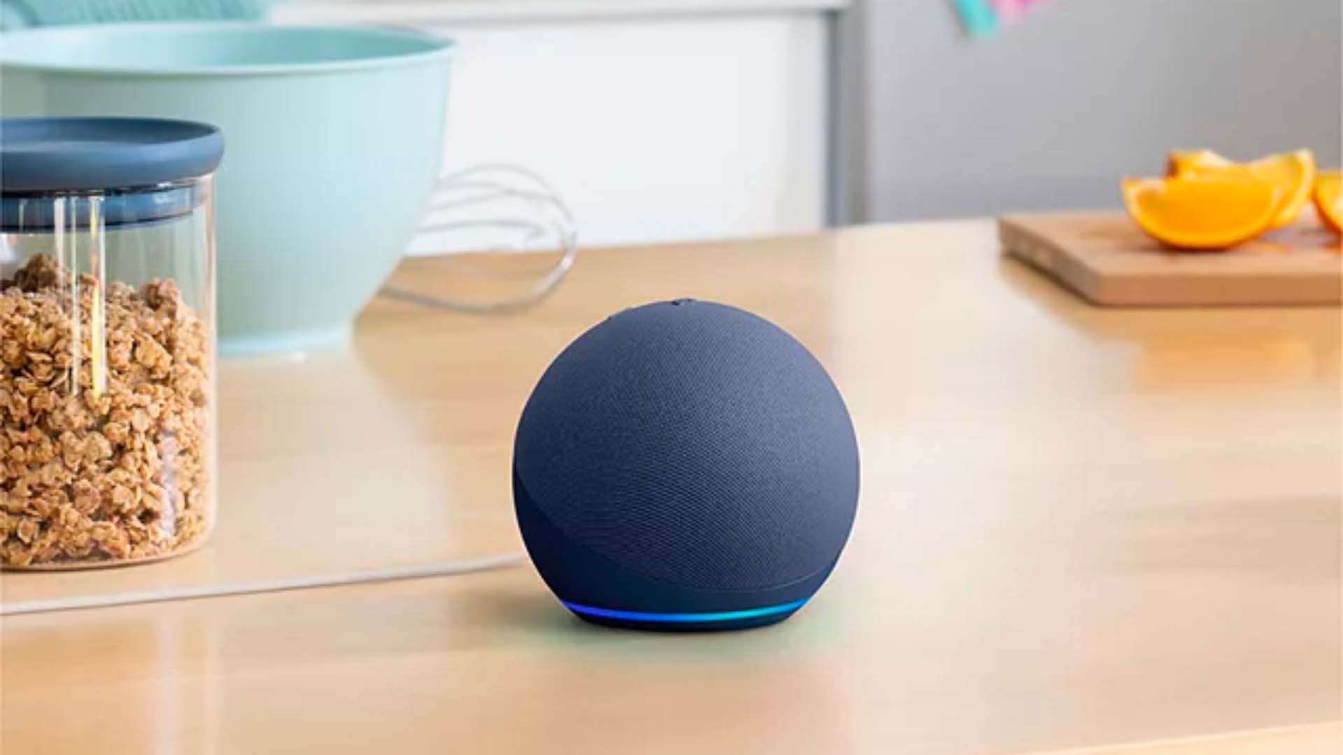 The Amazon Dot on a table