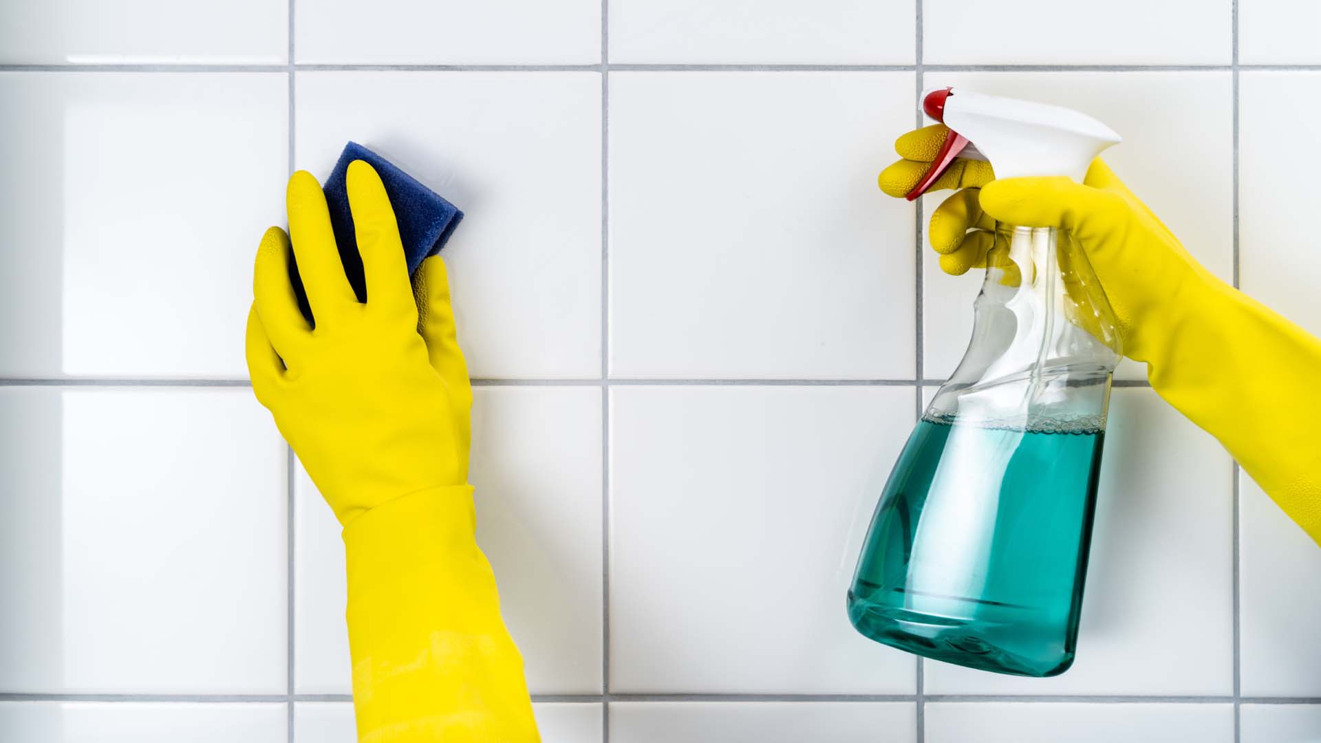 spray clean the grouting