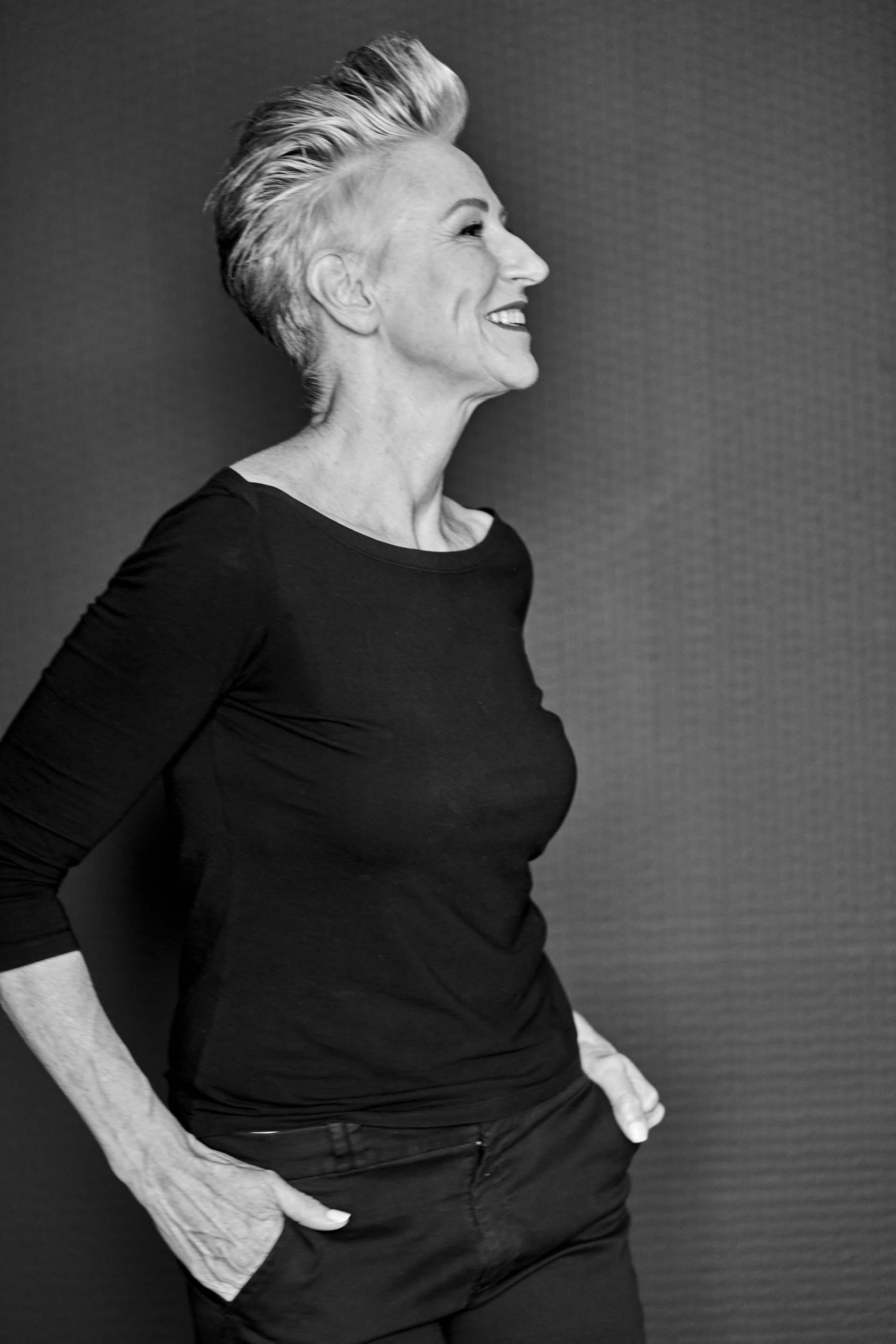 A black and white image of model Deborah Chambers